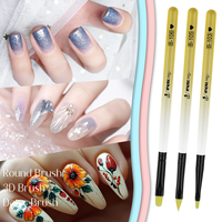 Nouvel ensemble professionnel de 7 pinceaux de précision anti-chute pour nail art, avec manche en acrylique jaune dégradé, pour la peinture florale 3D et le traçage