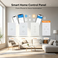 Interrupteur mural tactile intelligent Hooanke 2 Gang, compatible Tuya Smart Life et commande vocale Alexa, certifié ETL, personnalisation prise en charge, livraison directe usine.