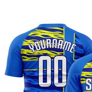 Maillot de football bleu et jaune à manches courtes, respirant, séchage rapide, léger, uniforme sportif pour l'entraînement et le jeu, pour hommes - Product Image 5