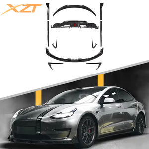 Kit aérodynamique aspect carbone, diffuseur arrière, lèvre avant avec éclairage pour <span class=keywords><strong>Tesla</strong></span> <span class=keywords><strong>Model</strong></span> <span class=keywords><strong>3</strong></span> 2018-2023 - Product Image 1