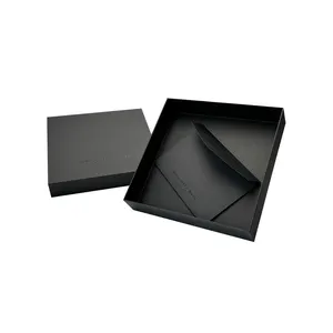 Custom logo kraft cardboard lid and base present sending box black for gift packaging