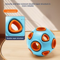 Balle jouet pour chien à motif anémone double couche, avec effets sonores et lumineux, distributeur de friandises, en caoutchouc naturel, pour l'auto-entretenissement et le nettoyage des dents