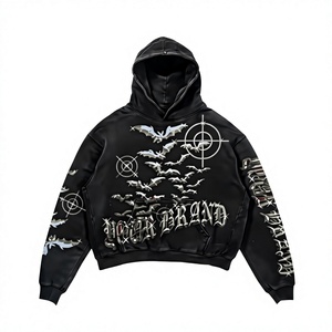 Sudadera con Capucha para Mujer, Lavado Ácido, 420 GSM, Felpa de Algodón Premium, Negra, Lavado Vintage, Bordado Personalizado, Impresión DTF, OEM, ODM - Product Image 1