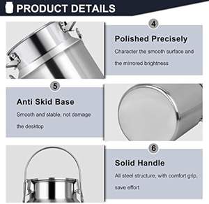 Boîte à lait <span class=keywords><strong>5L</strong></span> 304SS seau à thé boîte à huile en métal épaissie <span class=keywords><strong>avec</strong></span> <span class=keywords><strong>robinet</strong></span> 304ss couvercle scellé et poignée de transport stockage de boissons liquides - Product Image 5