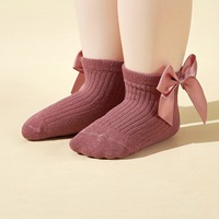 Chaussettes décontractées montantes respirantes et antibactériennes pour bébés filles, blanches et roses, avec nœud en dentelle, design vintage, en coton tricoté, séchage rapide
