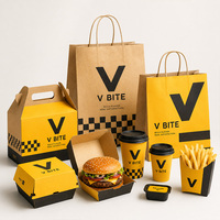 Boîtes à emporter pour restaurant, emballages alimentaires personnalisés en papier kraft jetables pour la restauration rapide, hamburgers, ailes de poulet, frites, déjeuner
