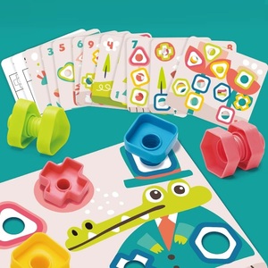 Gioco Educativo Montessori con Ingranaggi e Forme Geometriche, Blocchi Impilabili con Carte Abbinabili per Bambini in Età Prescolare - Product Image 2