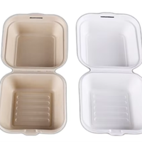 Boîte à hamburger jetable en bambou TEANHE B003 avec poignée, 110 oz, écologique, moderne, pour restaurant, à emporter