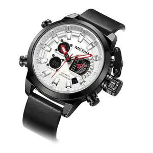 מפעל סיטונאי MEGIR 2090 שעון ספורט תצוגה כפולה לגברים שעוני קוורץ יוקרה שעון אנלוגי דיגיטלי OEM/ODM