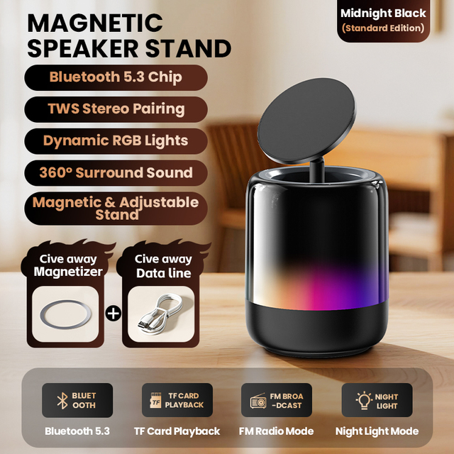Cell Phone Magnetic Stand with Wireless bluetooth Speaker Small Outdoors clear Sound Wireless bluetooth Speakers