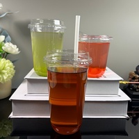 Grosir Custom 8oz 12oz 16oz Gelas Plastik PET Sekali Pakai Bentuk U, Gelas Minuman Bawa Pulang Dengan Tutup dan Sedotan