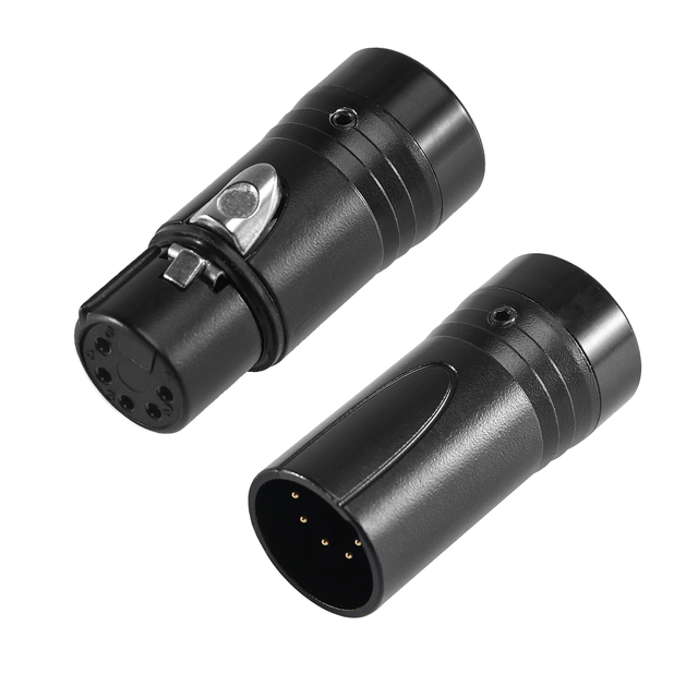 DMX Low Profile Audio Gold 5 Pin Right Angle XLR Male Female Connector Plug Jack for DMX LED Stage Light Control Cable