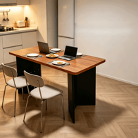 Table à manger rectangulaire en bois massif de frêne de style moderne du milieu du siècle, ensemble table et chaises, meubles de salle à manger