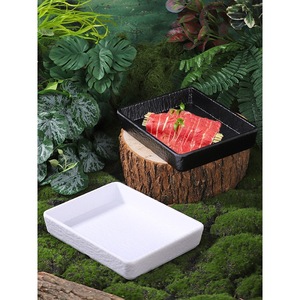 Rectangular Melamine Grill <b>Plate</b> Stackable Solid Color For Hotel Food Party Steak Serving - Product Image 1