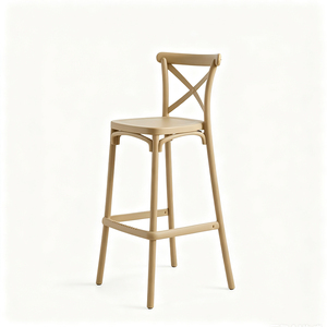 Modern Beige <b>Plastic</b> Bar <b>Stool</b> Minimalist Design Steady Frame Home Bar Furniture - Product Image 3