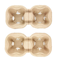 Support à gobelets en papier biodégradable personnalisé, plateau pour 2 gobelets, porte-boissons à emporter, emballage écologique