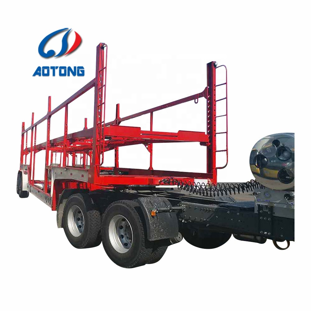 Aotong resistente 3 ejes coche transportador transporte semirremolque en venta