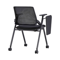 Chaise de formation moderne pour salle de conférence, pliable, avec tablette intégrée, en maille, compatible tablette, avec tablette d'écriture, siège en mousse haute densité, structure en plastique