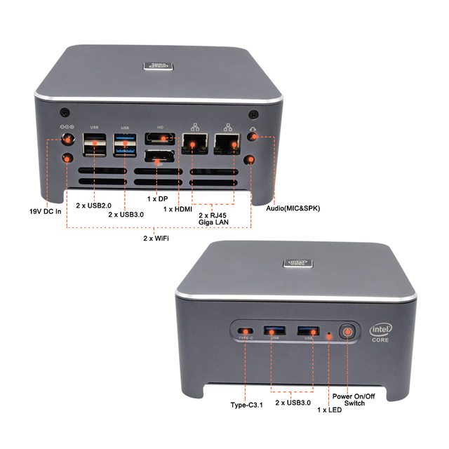 Portable NUC WIN10 Intel 10th Gen Core I5-10300H Intel UHD Graphics I5 Mini PCs for Office Home