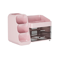 GREEN SIDE Kosmetik vitrine mit großer Kapazität Arbeits platte Kunststoff Make-up Aufbewahrung organisator mit doppelten unteren Schiebe schubladen