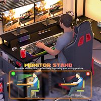 Bureau d'ordinateur Combohome en forme de L avec support pour écran, bureau de jeu avec étagères