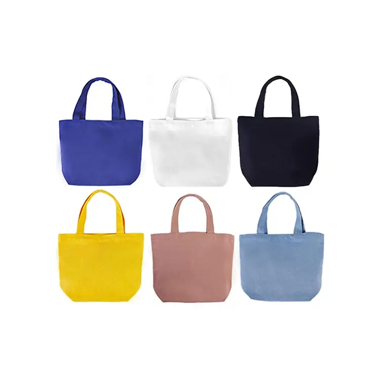 9x8x4inch Reusable Cotton Shopping Bags Bulk DIY Mini Tote Bag Small Canvas Tote Cotton Packing Gift Bag
