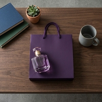 Sac en papier ondulé pour parfum Deep Purple avec logo/design graphique CMYK pour emballage de parfum de luxe
