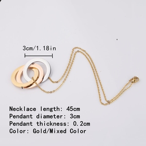 Gümüş gül altın Tricolor halka kolye boş kişiselleştirilmiş özelleştirme takı-kadın erkek Minimalist paslanmaz çelik kolye - Product Image 2