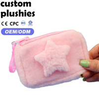 Vente directe de porte-monnaie en peluche mignons de différentes couleurs avec décoration étoile pour enfants, pour un usage quotidien