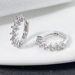 Trendy Wedding Party Gift Small Fine Jewelry 925 <strong>Sterling</strong> <strong>Silver</strong> Kid's <strong>Earrings</strong> Geometric Gold Plating Shiny Zircon <strong>Hoops</strong> - Product Image 5