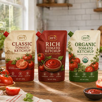 Voedselveilige, op maat bedrukte staande spuitzak voor tomatenketchup, saus, jam, mayonaise en voedselverpakkingen