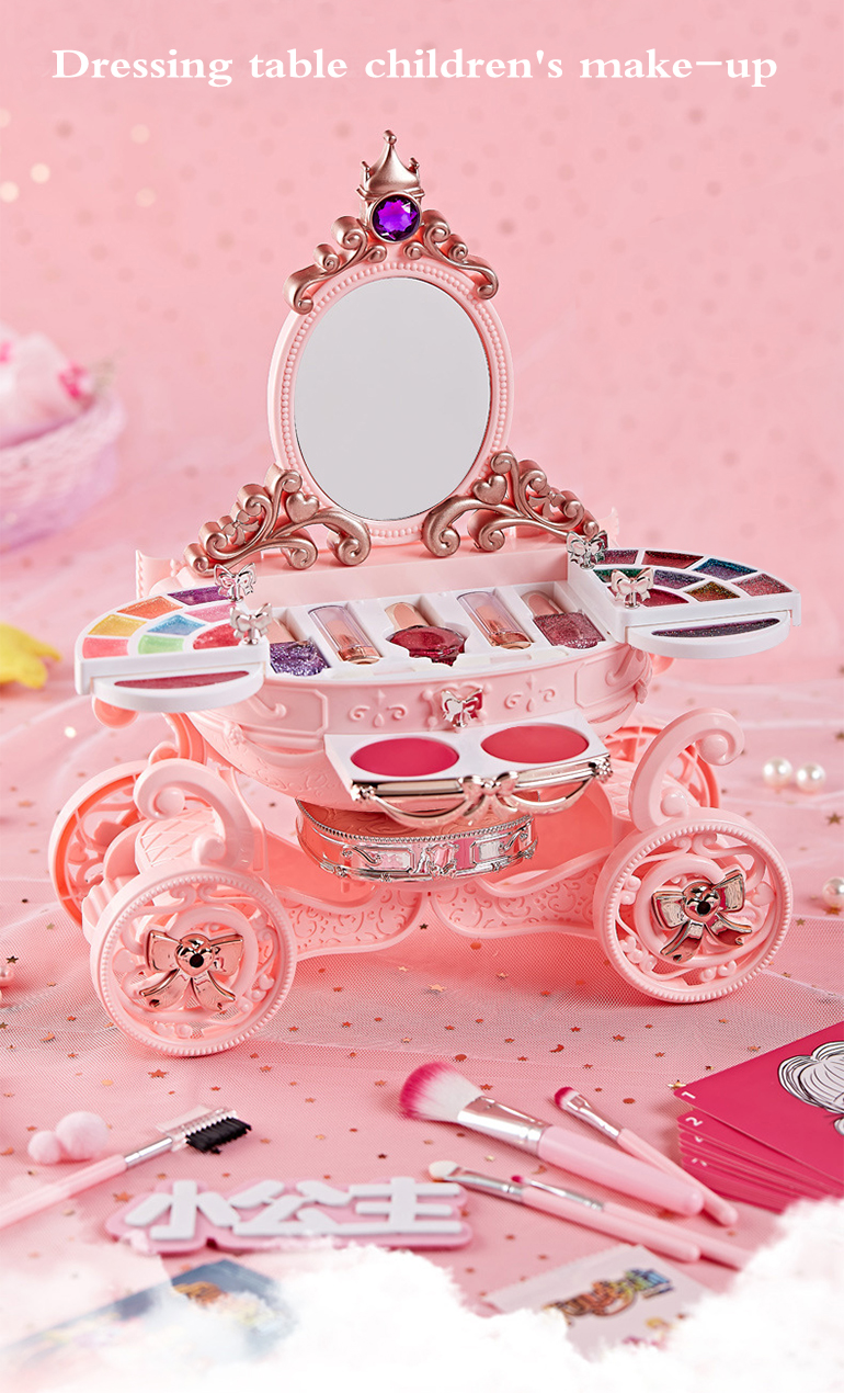 Newest beauty play make up table play set cosmetic toys fashion girls dress up set toys beauty set kids makeup toy kit for girls