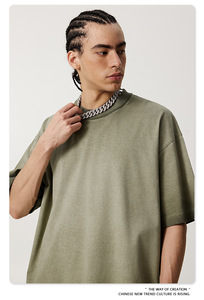 เสื้อยืดคอกลมแขนสั้นผู้ชาย ผ้าฝ้าย 100% ทรงปกติ สีพื้น ผ้าเจอร์ซีย์ถัก สวมใส่สบาย - Product Image 2