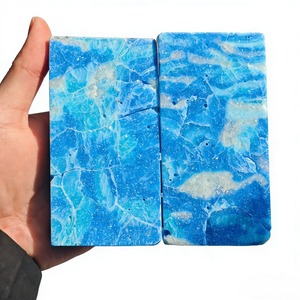 Vente en gros de plaques de cristal polies, imitation Larimar bleu dominicain, pour cadeaux et fabrication de bijoux - Product Image 4