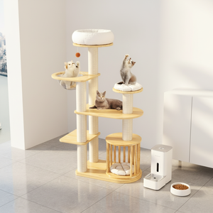 Albero per Gatti a Più Livelli, Struttura per Arrampicata con Tiragraffi in Corda di Sisal, Giocattolo Interattivo per Gattini e Gatti - Product Image 1