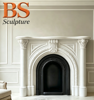 Cheminée sur mesure en marbre blanc sculpté à la main, style européen, pour villa intérieure, décoration de maison