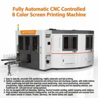 Máquina de Serigrafía Automática para Botellas de Cosméticos, Controlada por CNC, 8 Colores, Sistema Servoaccionado de Alta Velocidad, SX-820