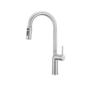 Robinet d'évier de cuisine en acier inoxydable, monocommande extractible, rotation à 360 degrés, moderne, à poser sur le comptoir, eau chaude et froide, avec cartouche céramique - Product Image 3