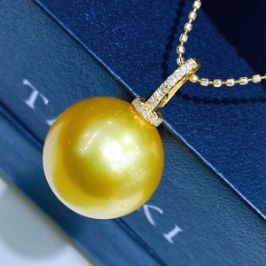 Cuentas Redondas Básicas de 13-14 mm, Impecables, con Hebilla de Oro de 18K, Universales para Colgantes y Dijes de Perlas, Colgante de Cuentas de Oro Natural - Product Image 2