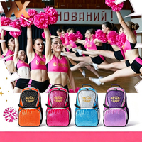 Sac à dos imperméable personnalisé pour filles, avec logo d'équipe brodé, nom, paillettes, polyester, sac de voyage, faible MOQ