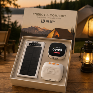 Coffret cadeau station d'énergie solaire avec horloge et haut-parleur – Électronique extérieure moderne pour la Journée de la Terre - Product Image 1