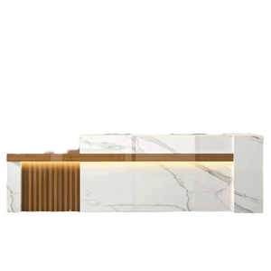 Bureau de réception moderne en forme de L, comptoir d'accueil, poste de travail pour 2 personnes, pour hall d'entreprise ou hôtel - Product Image 2