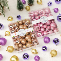 Ensemble de boules de Noël de haute qualité, 42 pièces, 3/4/5 cm, boules brillantes électro-plaquées, paillettes brillantes, UV, ouvrables, décorations pour arbre, ornements pour arbre