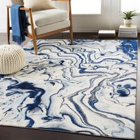 Tapis moderne bleu personnalisé avec motif nœuds océaniques