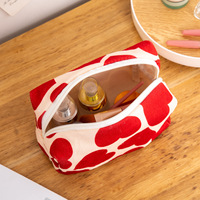 WAALUU Étuis à maquillage personnalisés pour femmes avec étiquette privée, rouge, en forme de cœur, trousse de toilette portable, pochette de rangement, sacs à cosmétiques tendance avec logo