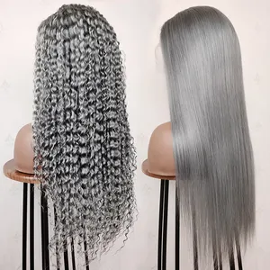 Virgem perucas coloridas brasileiras transparente hd lace front cinza perucas onda profunda cinza cabelo humano frontal lace perucas para mulheres negras