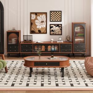 Meuble TV en bois massif de style mid-century pour petit appartement, villa, salle à manger, salon, bar à domicile, rangements, casiers, grand - Product Image 3