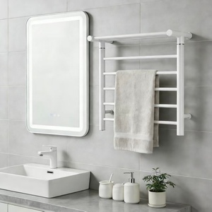 Sèche-serviettes mural chauffant en acier inoxydable blanc avec fibre de carbone, étanche IPX6, 45W, prise européenne, pour salle de sport - Product Image 2
