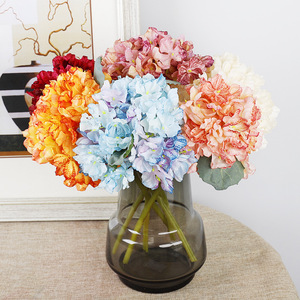 Bouquet de fleurs artificielles en soie QIHAO, Hortensia à bords brûlés, Rose Champagne, Décoration de mariage, Haute simulation, Pour usage intérieur - Product Image 2