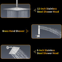 Système de douche de plafond en laiton de qualité supérieure Vanne thermostatique à double sortie avec pluie et installation facile à la main